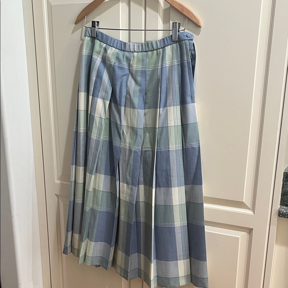 Pendleton Checkered Skirt in Blue and Green 100% wool vintage - Picture 1 of 2